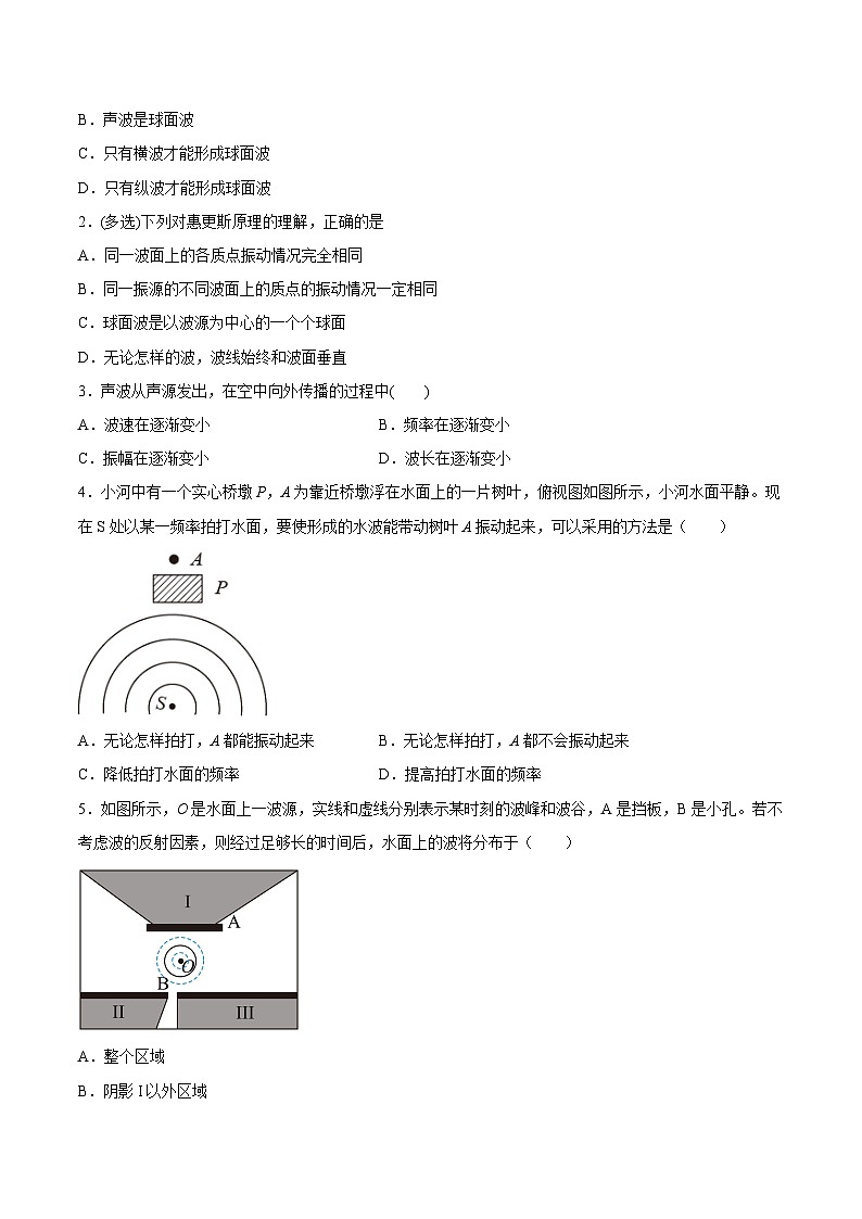 （人教版）选择性必修第一册高二物理同步课后培优练习3.3 波的反射、折射和衍射（原卷版）第2页