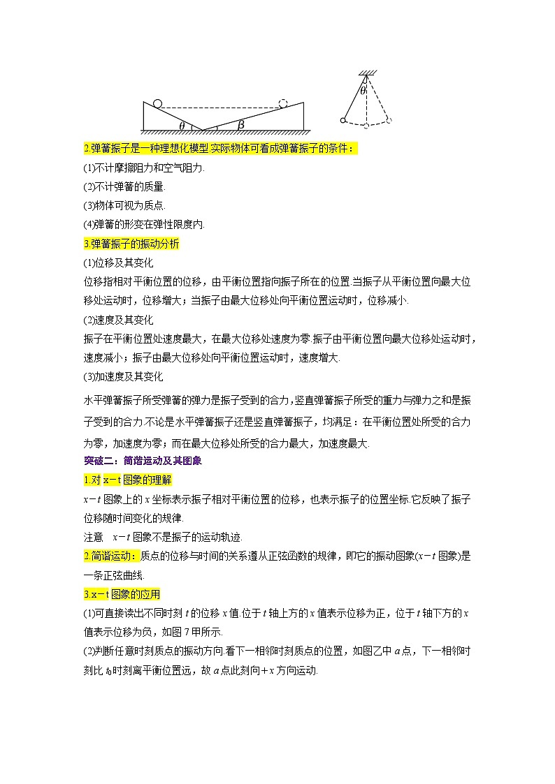 （人教版）选择性必修第一册高二物理同步学案2.1 简谐运动（原卷版）第2页