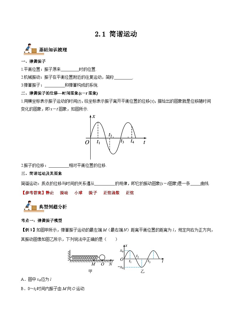 （人教版）选择性必修第一册高二物理上学期同步学案+巩固练习2.1 简谐运动（解析版）第1页