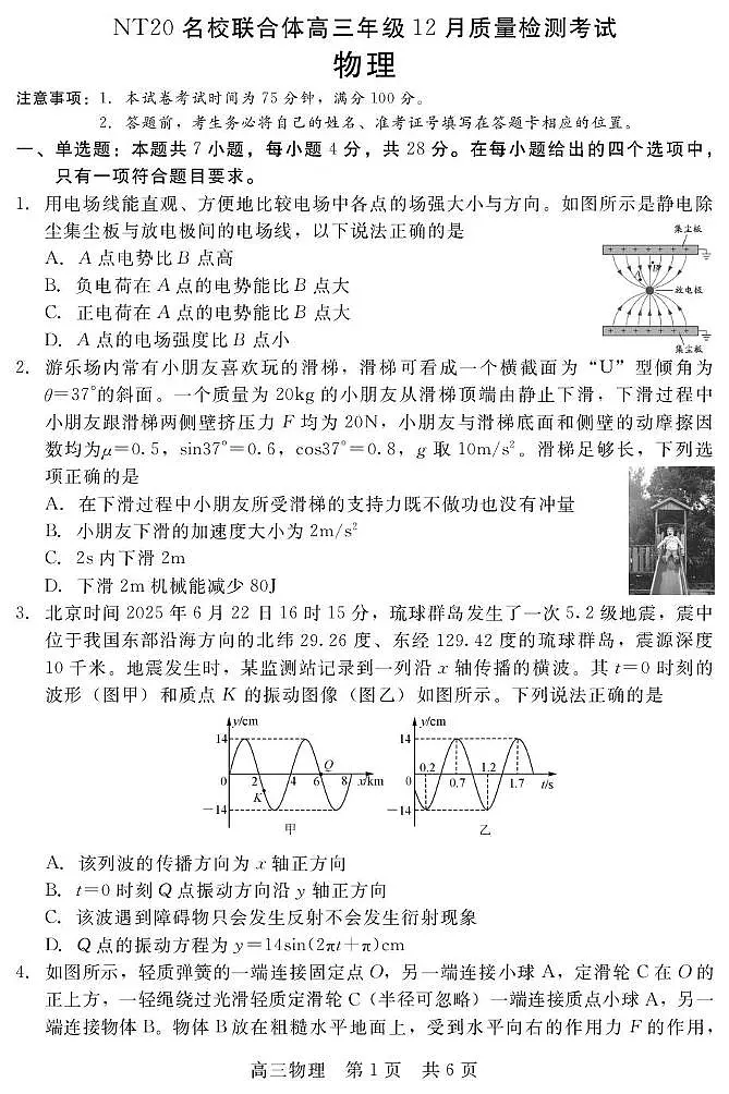 物理-河北省NT20名校联合体高三年级12月质量检测考试卷及答案第1页