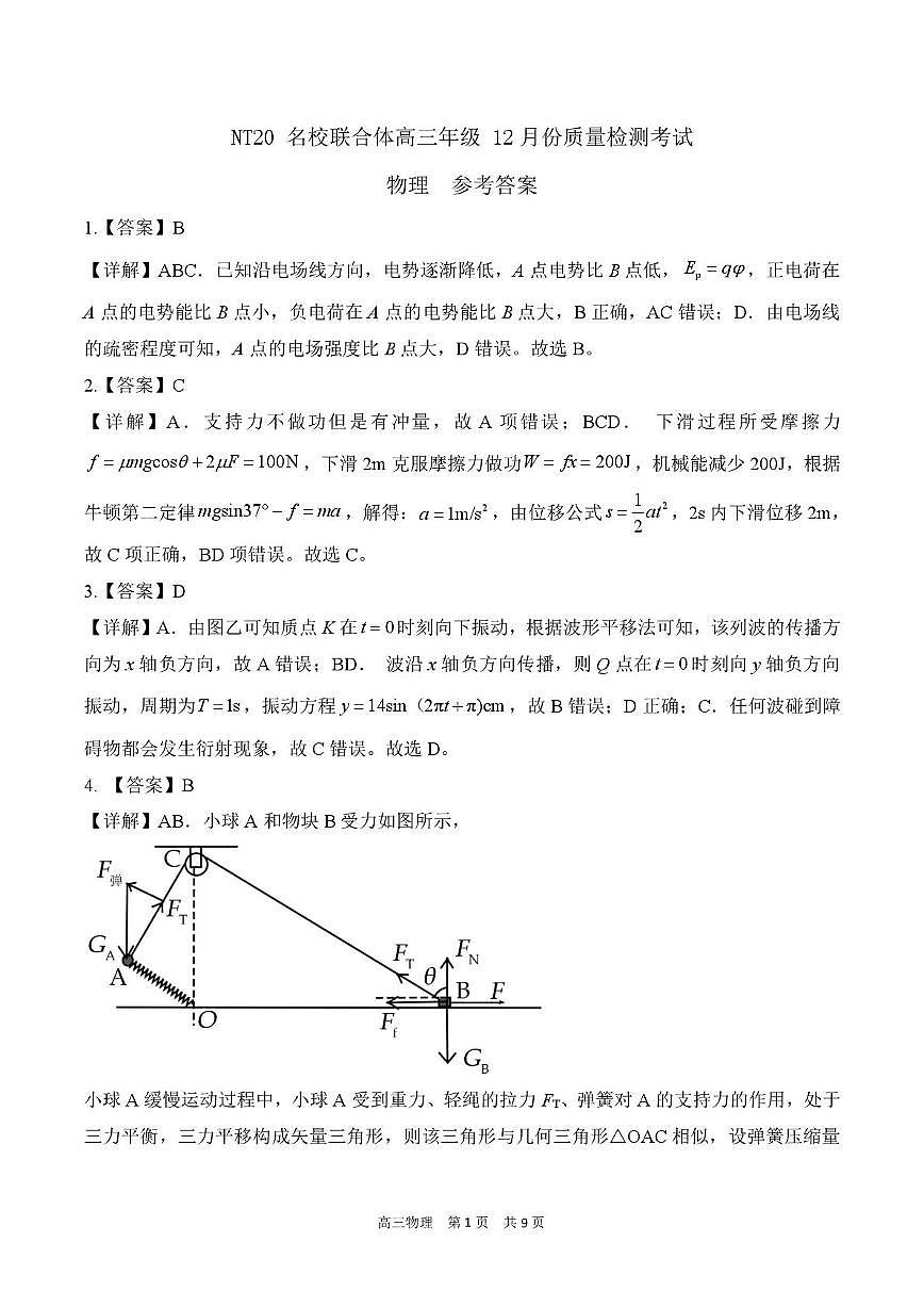 河北NT20名校联合体2026届高三上学期12月月考物理答案第1页