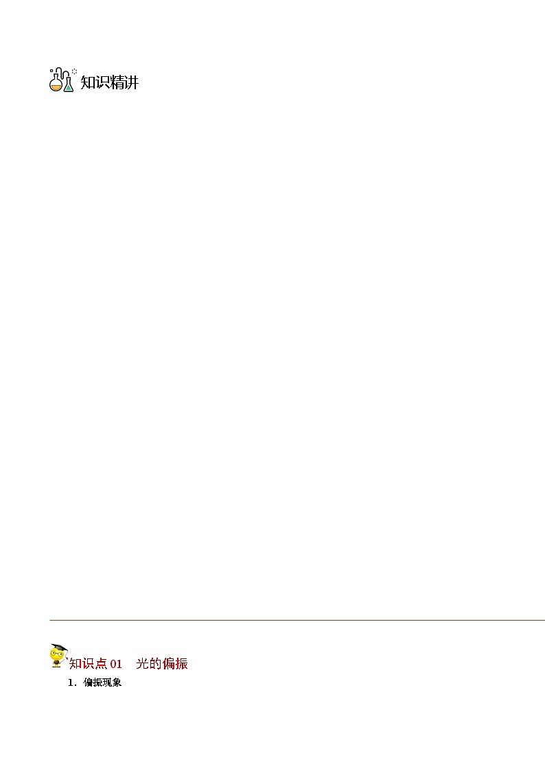 （人教版）选择性必修一高二物理同步讲义第06讲 光的偏振 激光（原卷版）第3页