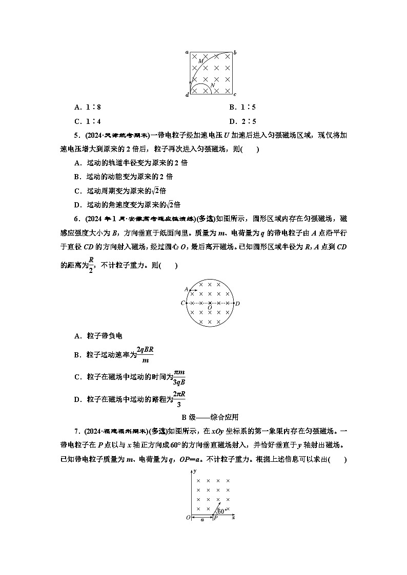 高二物理（人教版选择性必修二）试题课时跟踪检测（5）带电粒子在匀强磁场中的运动（Word版附解析）第2页