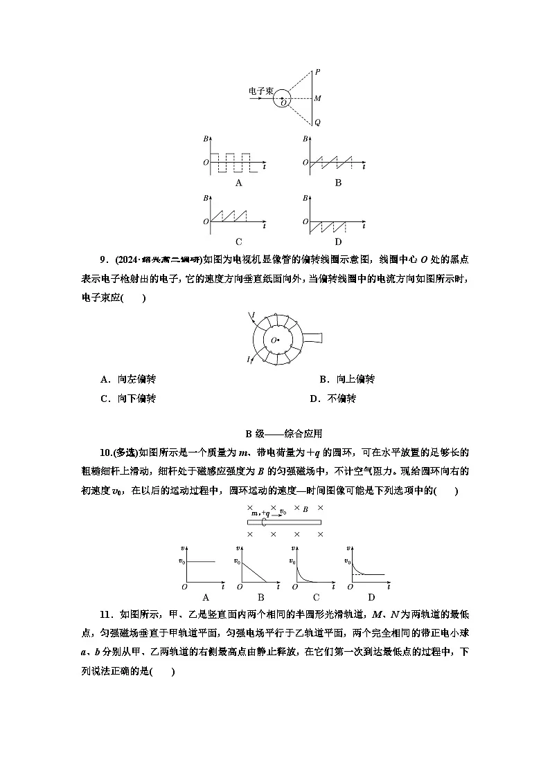 高二物理（人教版选择性必修二）试题课时跟踪检测（3）磁场对运动电荷的作用力（Word版附解析）第3页