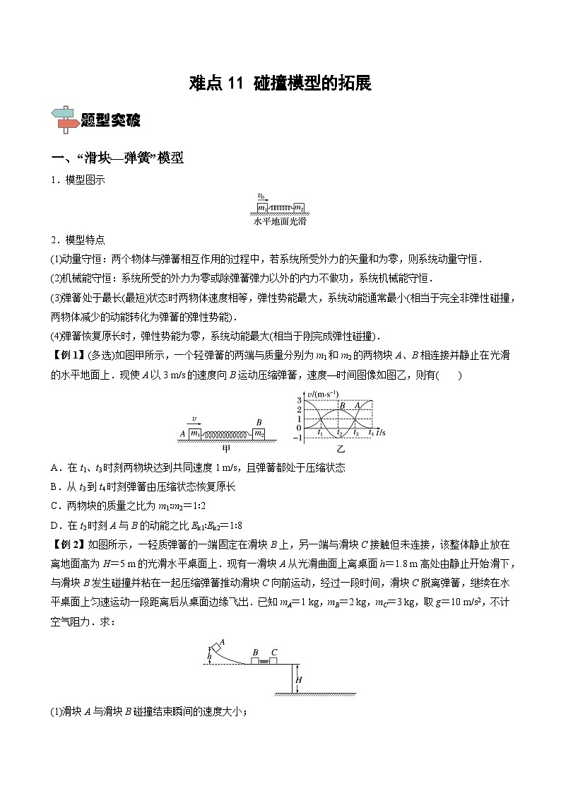 高考物理一轮重难点复习难点11 碰撞模型的拓展（原卷版）第1页