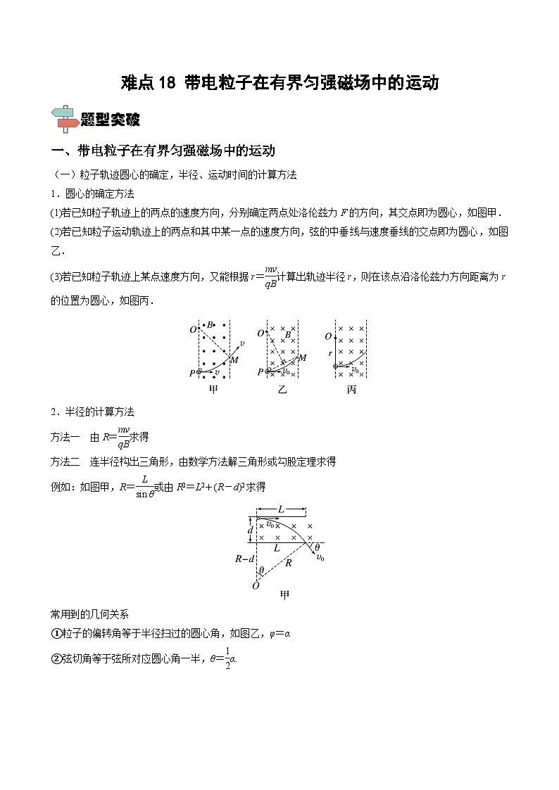 高考物理一轮重难点复习难点18 带电粒子在有界匀强磁场中的运动（原卷版）第1页
