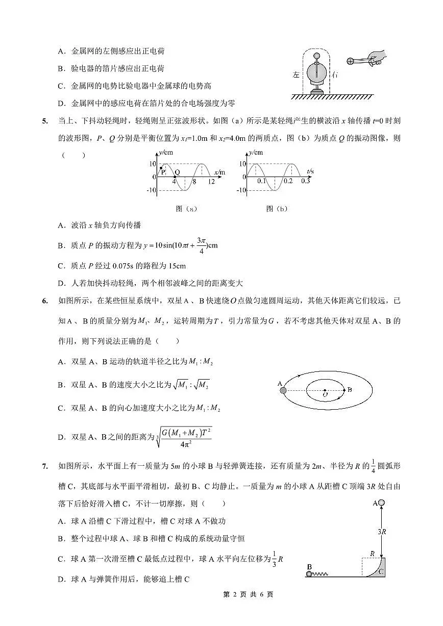 物理-重庆实验外国语学校2025-2026学年度高2026届12月月考六试卷及答案第2页