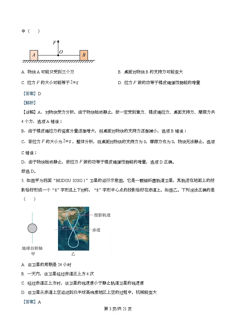 2026届浙江省稽阳联谊高三上学期一模物理试题 Word版含解析第3页