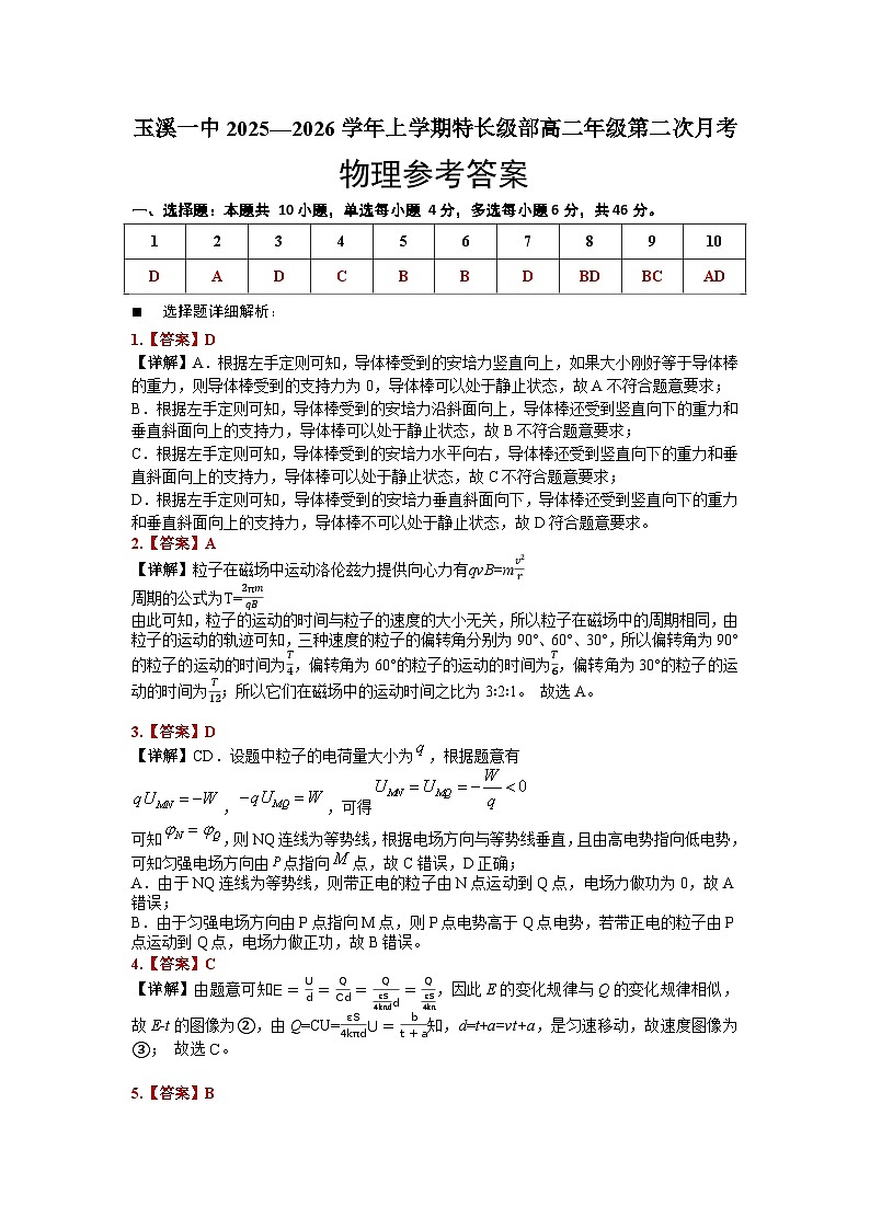 高二上特长级部第二次月考物理答案第1页
