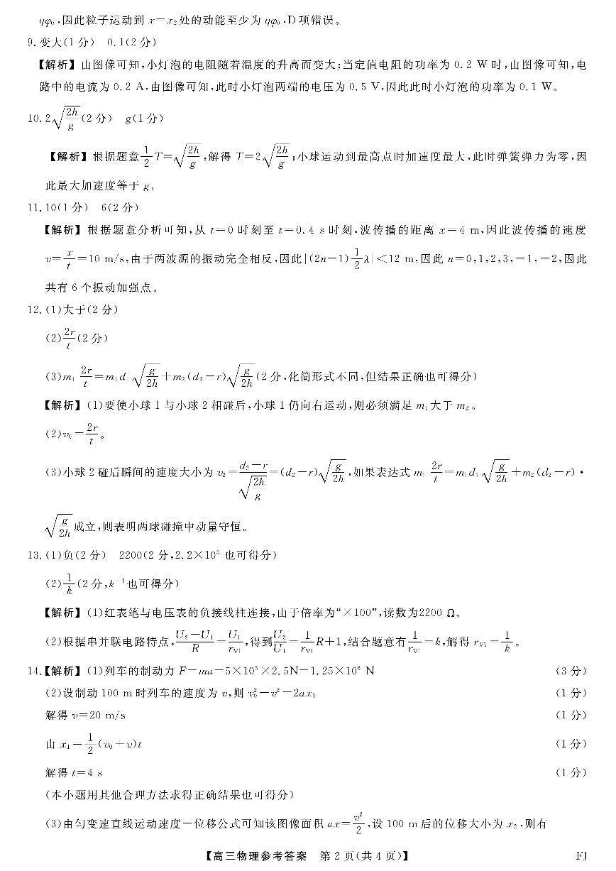 物理试题卷答案第2页