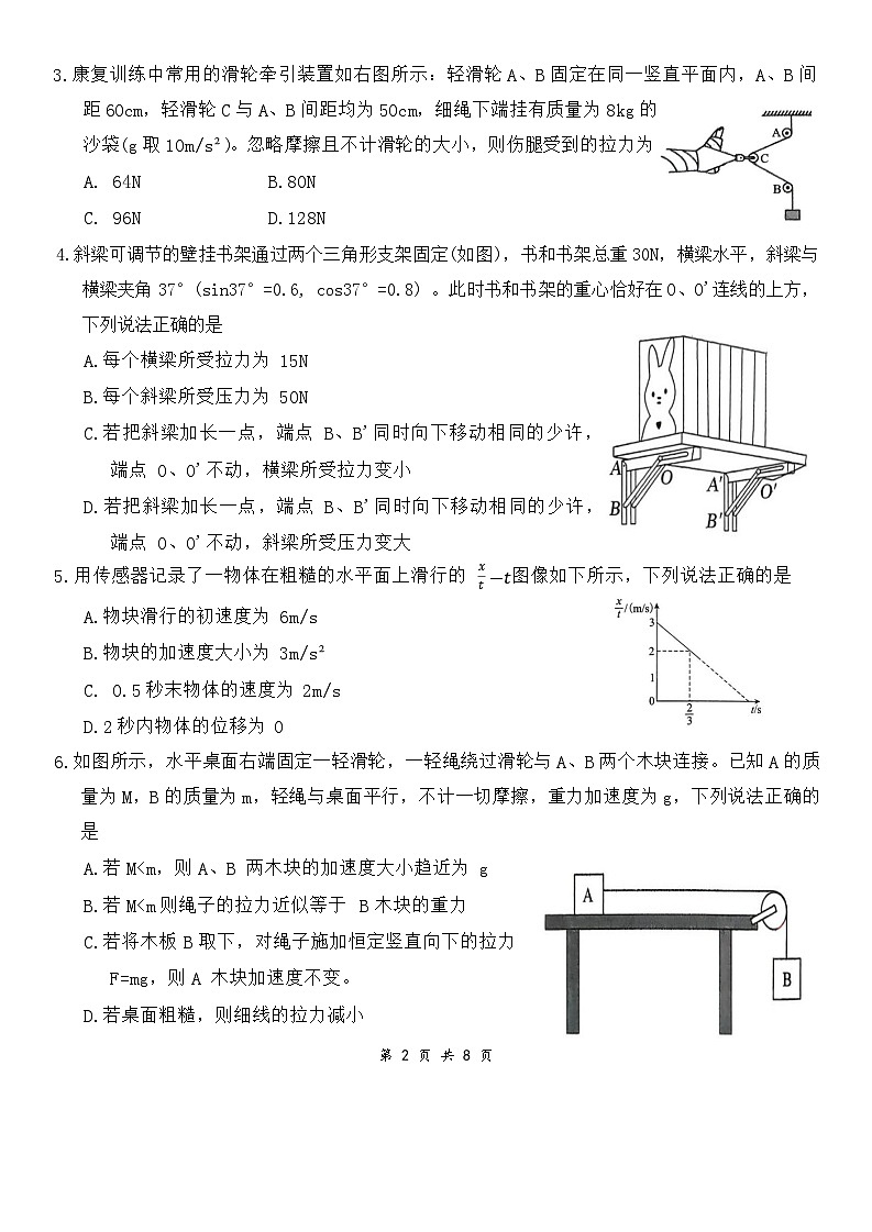 湖北省百强高中名校2025-2026学年高一上学期12月月考物理试第2页