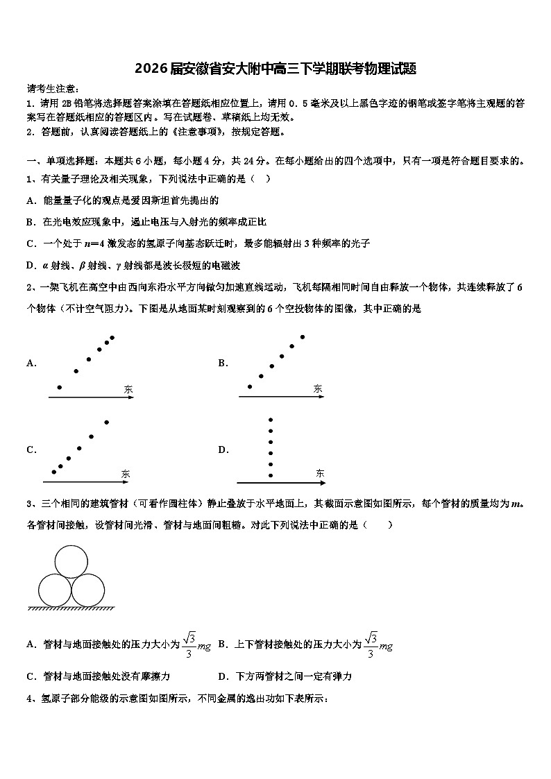 2026届安徽省安大附中高三下学期联考物理试题含解析第1页