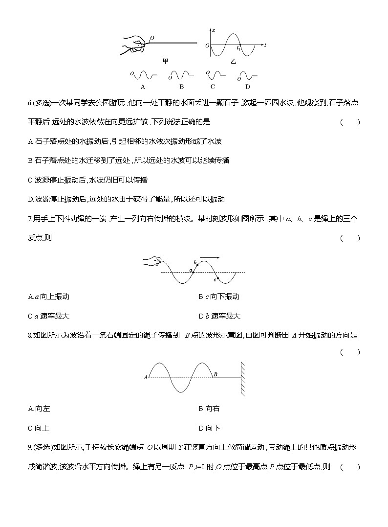 高二物理（人教版选择性必修一）试题课时跟踪检测3.1波的形成（Word版附解析）第2页