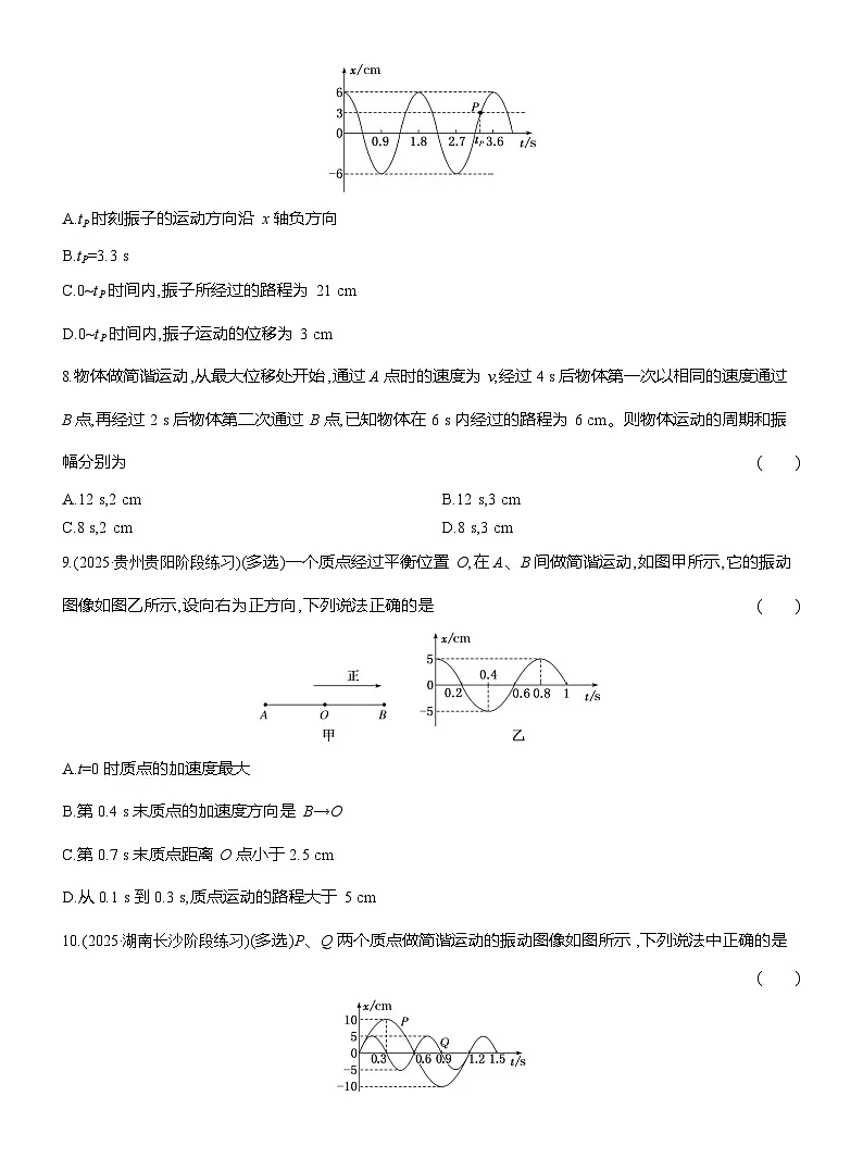 高二物理（人教版选择性必修一）试题课时跟踪检测2.2简谐运动的描述（Word版附解析）第3页