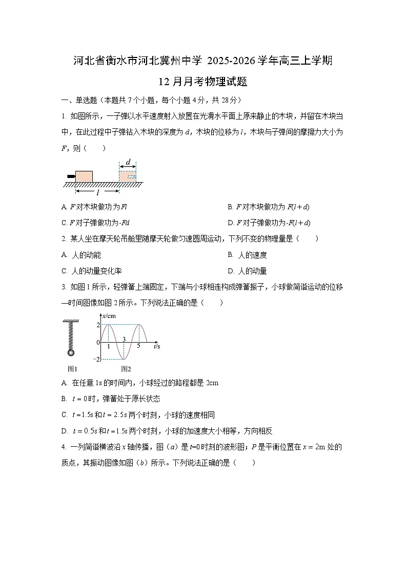 2025-2026学年河北省衡水市河北冀州中学高三上学期12月月考物理试卷（学生版）第1页