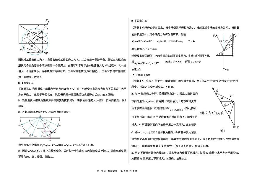 河北衡水中学2025-2026学年高一上学期12月月考物理答案第2页