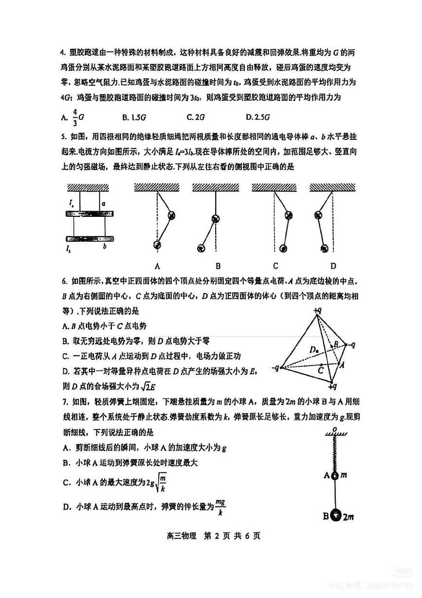 物理试题-江苏省苏州市九校2026届高三上学期12月学情联合调研(12.24-12.25)（含答案）第2页