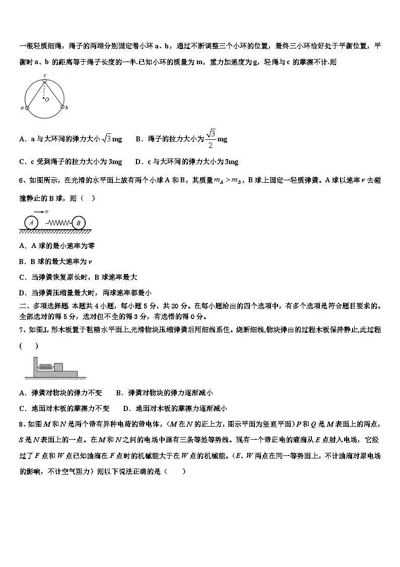 2026届安徽省合肥市区属中学高考考前提分物理仿真卷含解析第2页