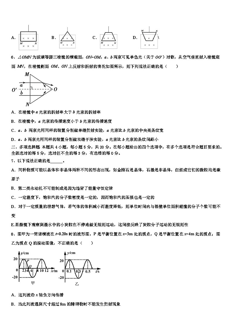 2026届安徽省定远县二中高考物理三模试卷含解析第3页