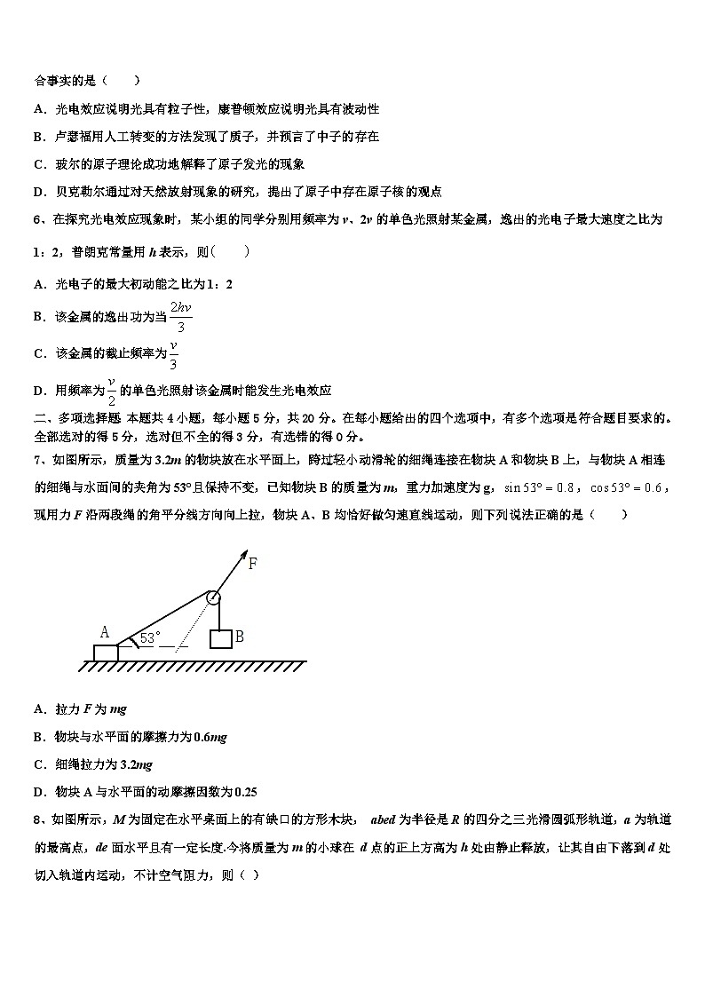 2026届安徽省定远炉桥中学高考临考冲刺物理试卷含解析第2页