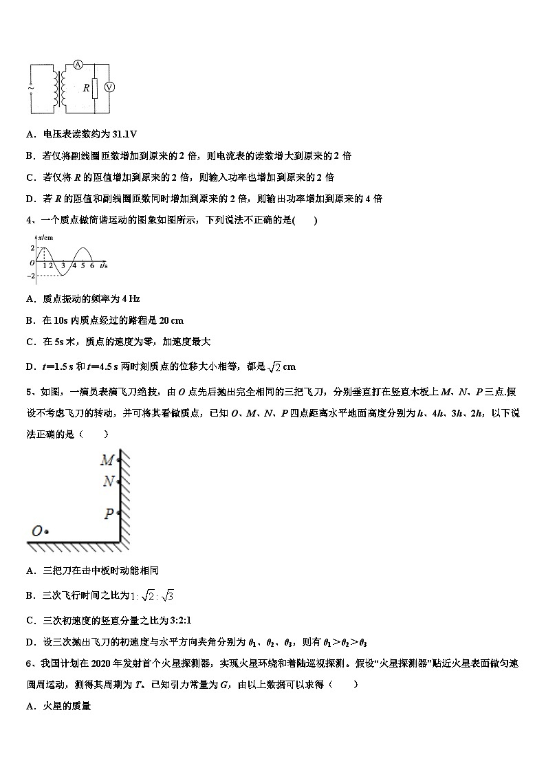 2026届安徽省安师大附中高考物理押题试卷含解析第2页