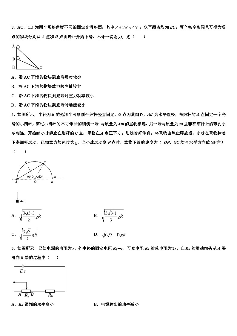 2026届安徽省阜阳一中高考物理一模试卷含解析第2页