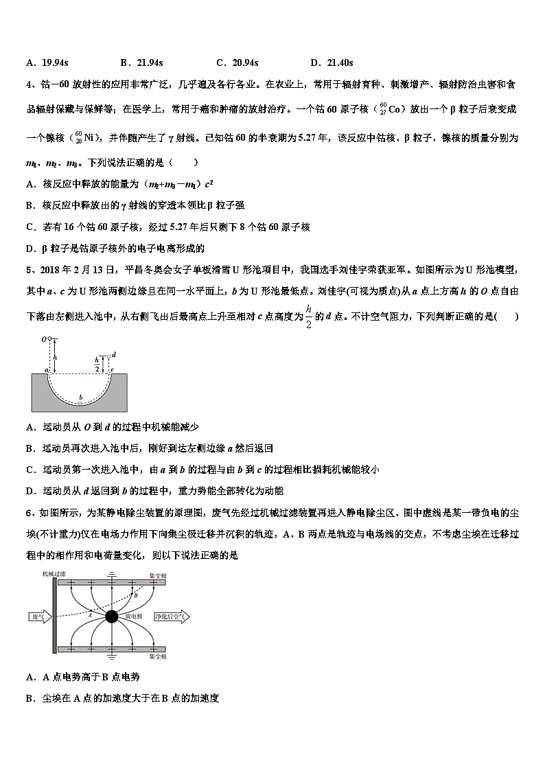 2026届安徽省马鞍山二中高考物理全真模拟密押卷含解析第2页