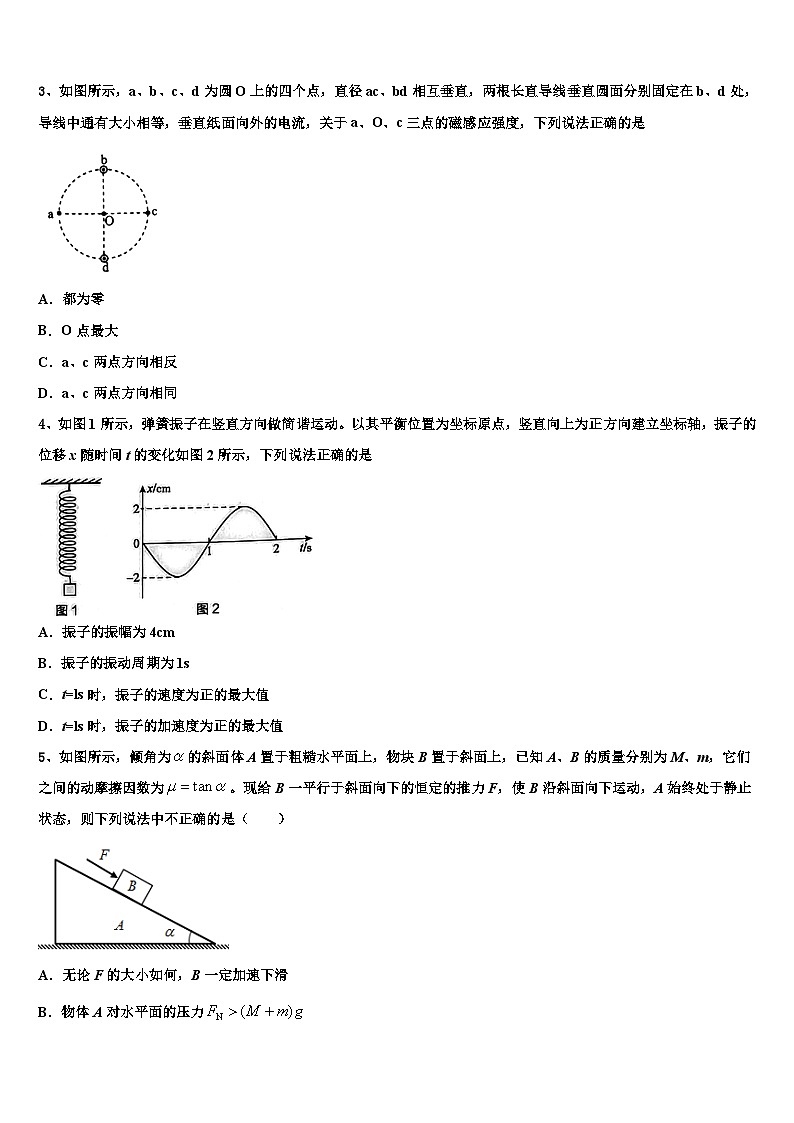 2026届安徽省马鞍山中加双语学校高考物理二模试卷含解析第2页