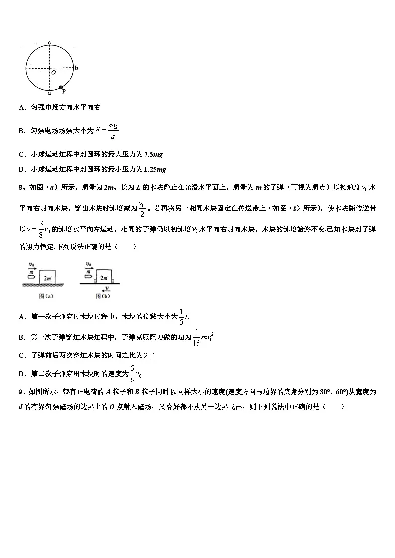 2026届安徽省舒城龙河中学高考临考冲刺物理试卷含解析第3页