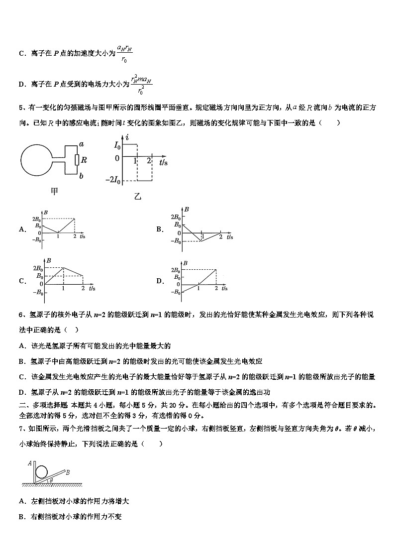 2026届安徽省太和县第二中学高考全国统考预测密卷物理试卷含解析第2页