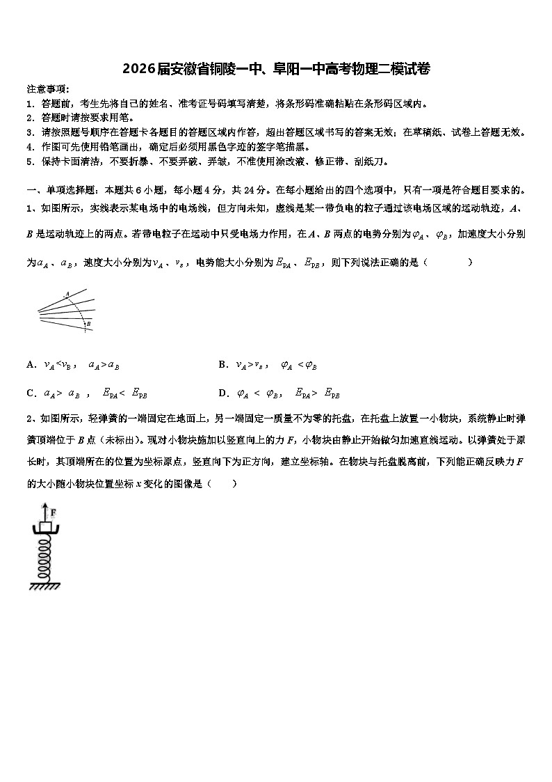 2026届安徽省铜陵一中、阜阳一中高考物理二模试卷含解析第1页
