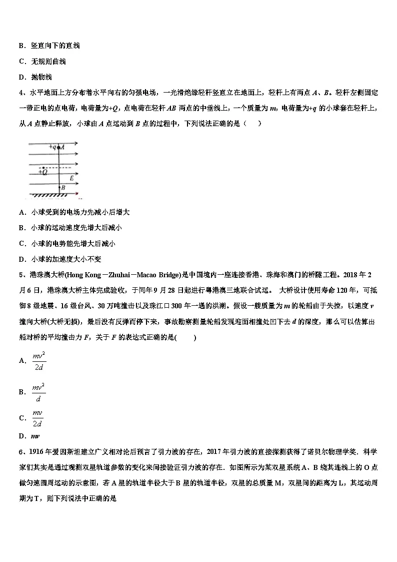 2026届安徽省芜湖市普通高中高考物理一模试卷含解析第2页