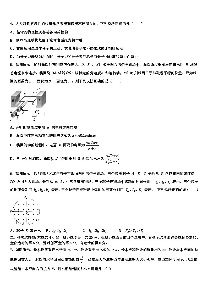 2026届安徽省合肥市肥东县第二中学高三第五次模拟考试物理试卷含解析第2页
