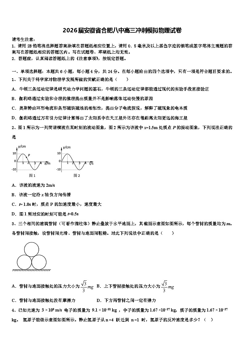 2026届安徽省合肥八中高三冲刺模拟物理试卷含解析第1页