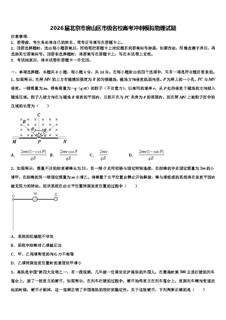 2026届北京市房山区市级名校高考冲刺模拟物理试题含解析第1页