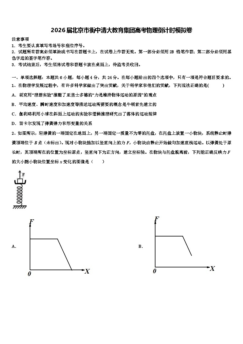 2026届北京市衡中清大教育集团高考物理倒计时模拟卷含解析第1页