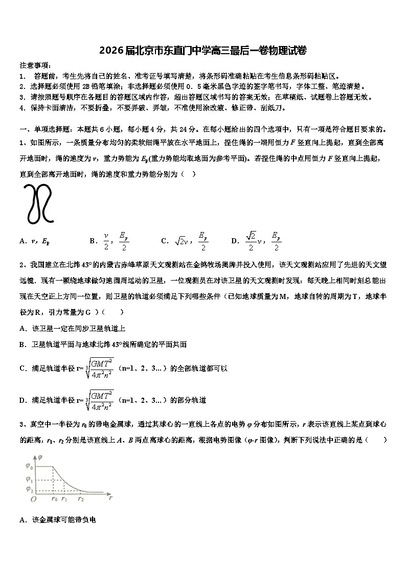 2026届北京市东直门中学高三最后一卷物理试卷含解析第1页