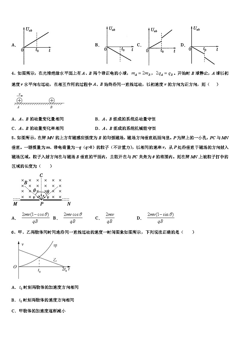 2026届北京海淀区高三下学期第六次检测物理试卷含解析第2页