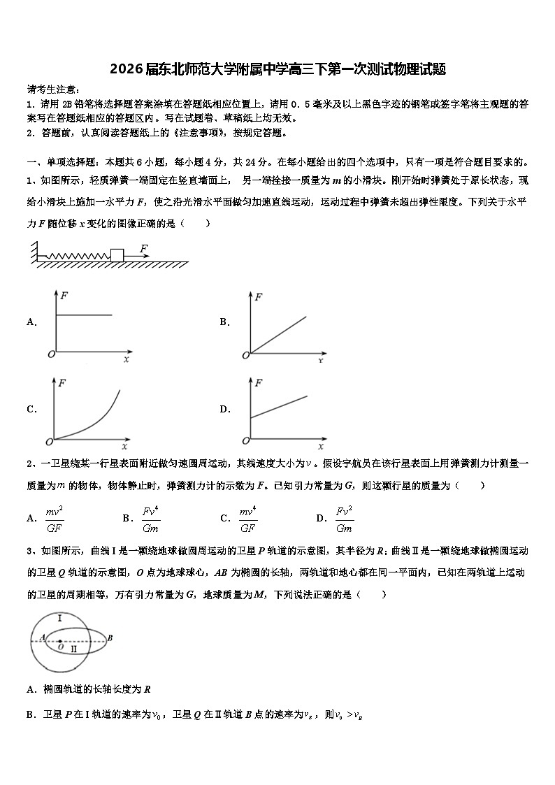 2026届东北师范大学附属中学高三下第一次测试物理试题含解析第1页