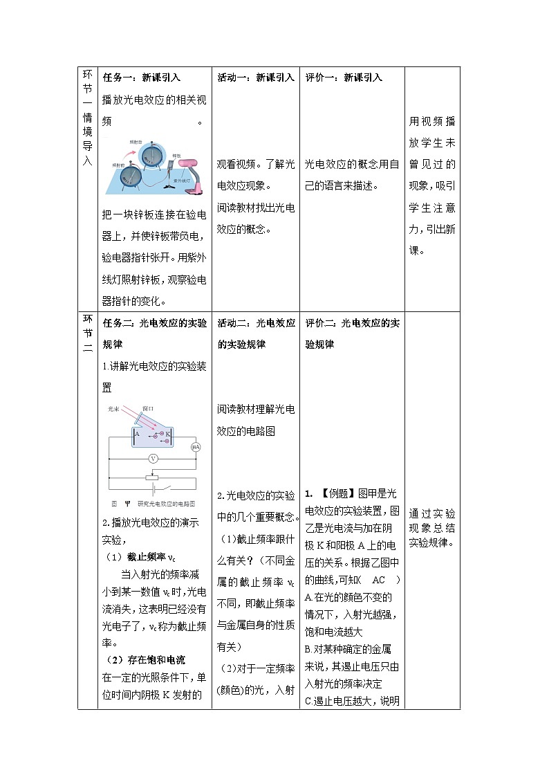 人教版（2019）高中物理选择性必修第三册 4.2 光电效应 教案 (2)第2页