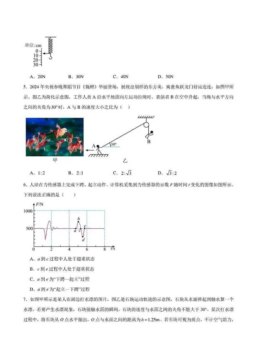 2024-2025学年云南省昆明市高一上学期期末质量监测物理试卷（有解析）第2页
