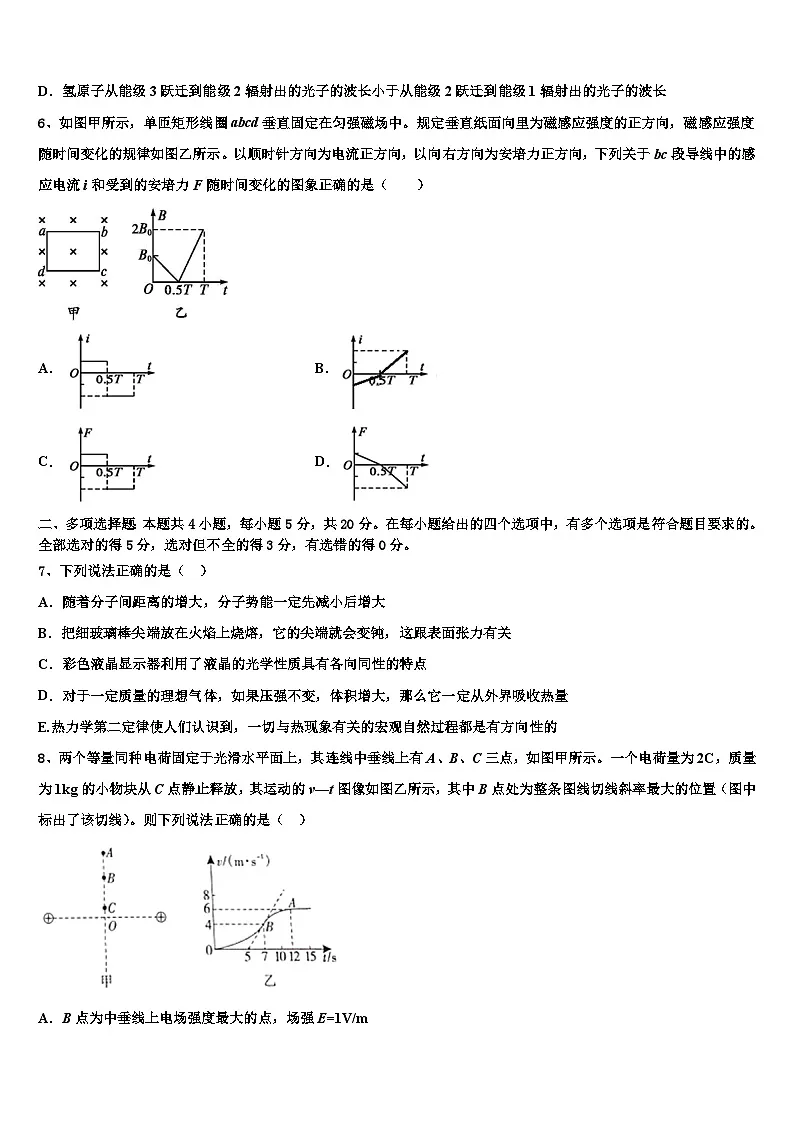 2026届福建省厦门大学附属实验中学高三适应性调研考试物理试题含解析第3页
