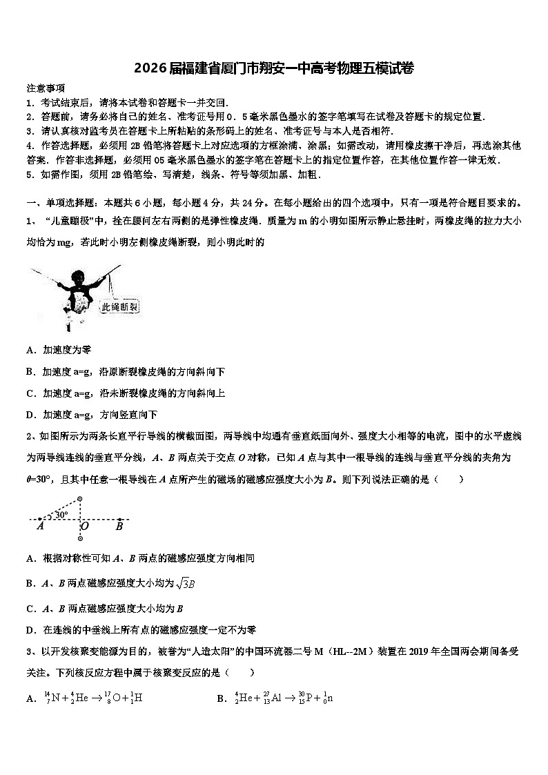 2026届福建省厦门市翔安一中高考物理五模试卷含解析第1页