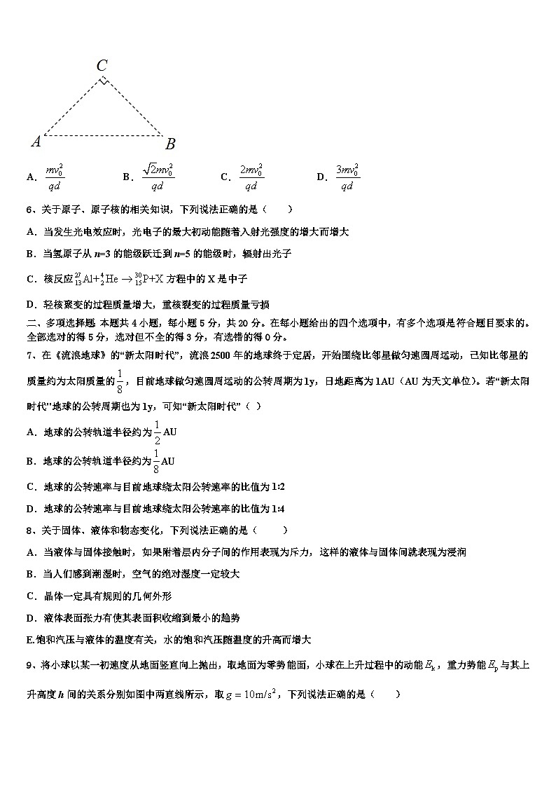 2026届甘肃省会宁二中高考物理押题试卷含解析第3页