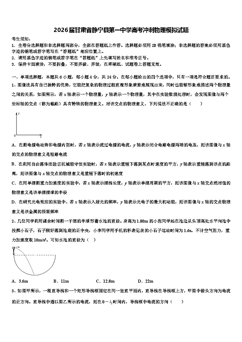 2026届甘肃省静宁县第一中学高考冲刺物理模拟试题含解析第1页