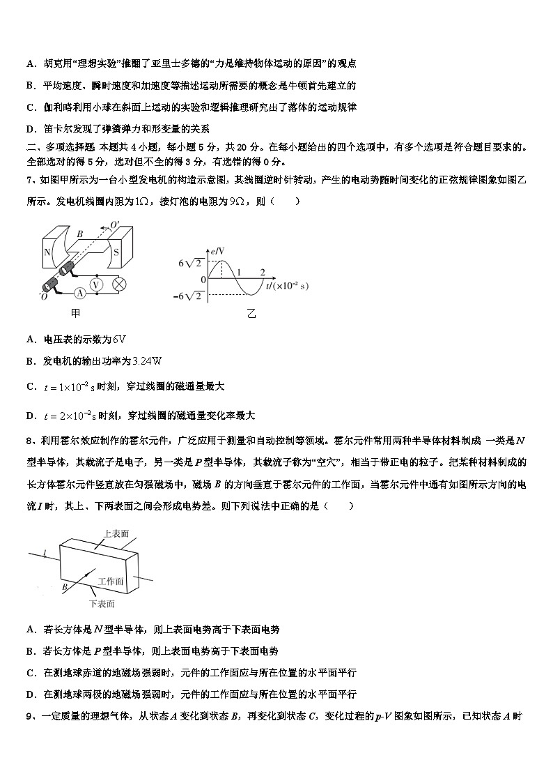 2026届甘肃省酒泉地区瓜州一中高考冲刺物理模拟试题含解析第3页