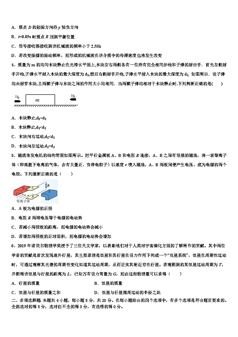 2026届甘肃静宁县第一中学高三第一次模拟考试物理试卷含解析第2页