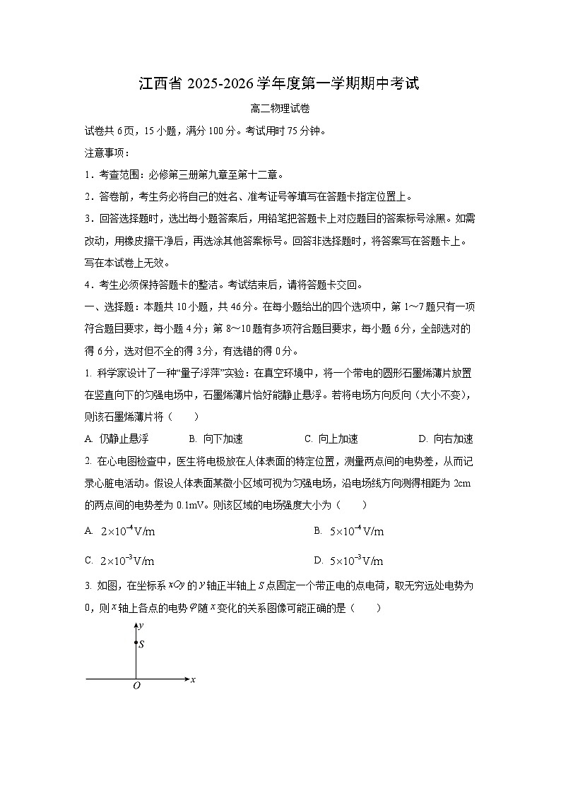 2025-2026学年江西省稳派智慧上进高二上学期11月期中物理试卷（学生版）第1页