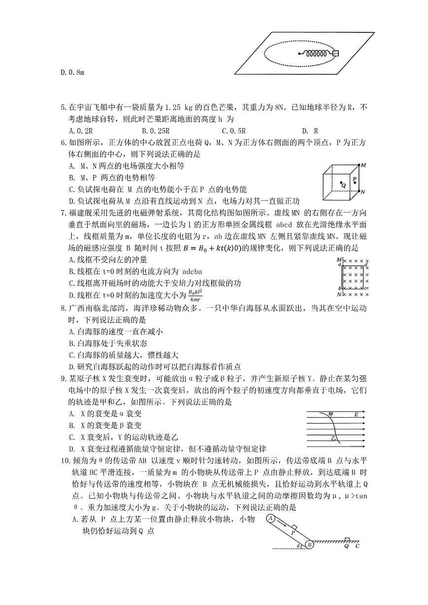 2025-2026年广西壮族自治区高三上12月联合考试物理试卷（有解析）第2页