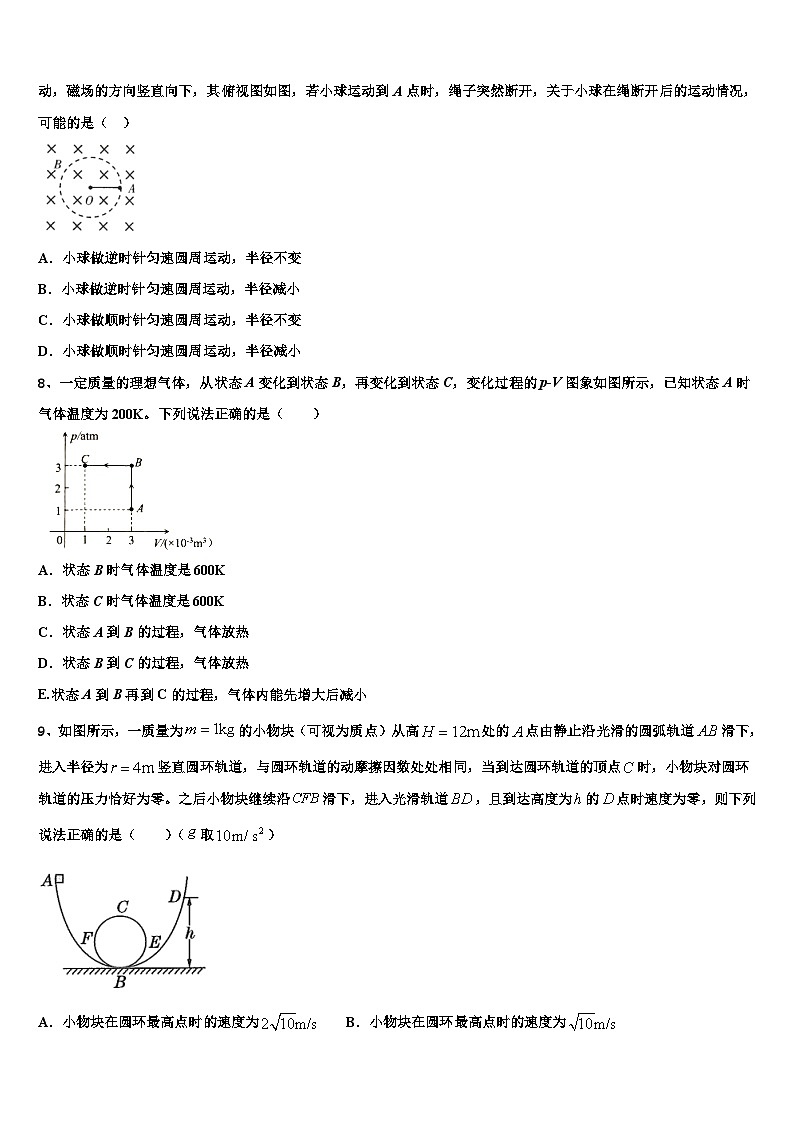 2026届甘肃天水一中高考全国统考预测密卷物理试卷含解析第3页